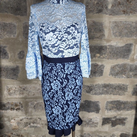 PAPER DOLLS London sz 6 Paper Dolls two tone contrast lace pencil dress - Picture 1 of 6